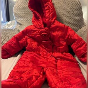 Rothschild Red Polka Dot Vintage Zip up Snowsuit